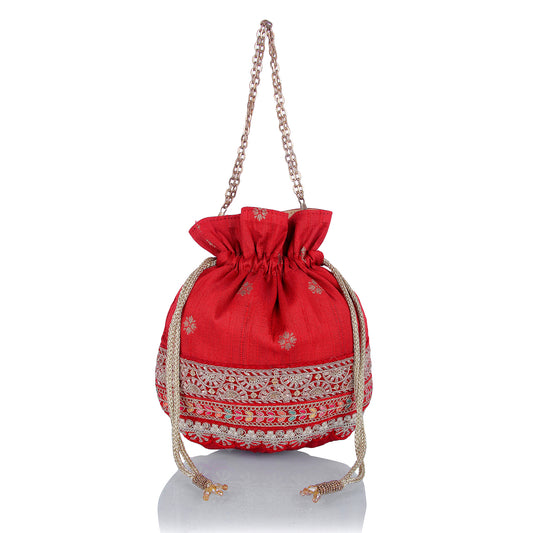 Red silk potli