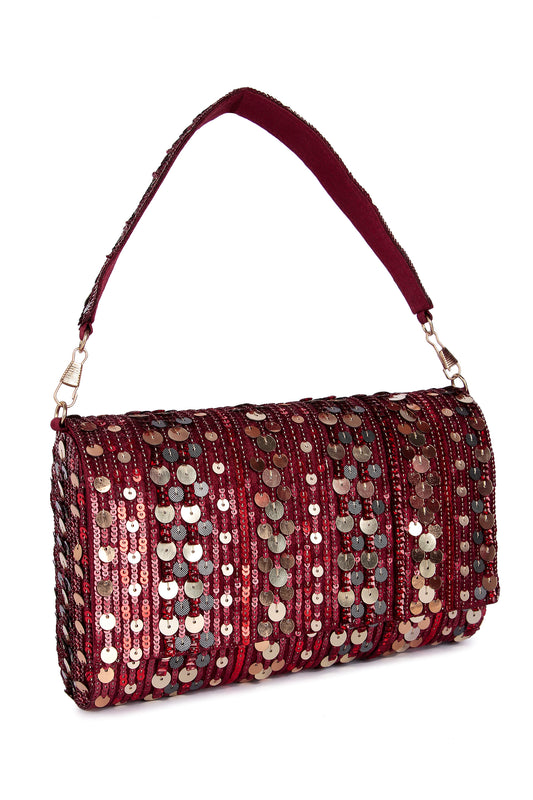 Sarva maroon clutch